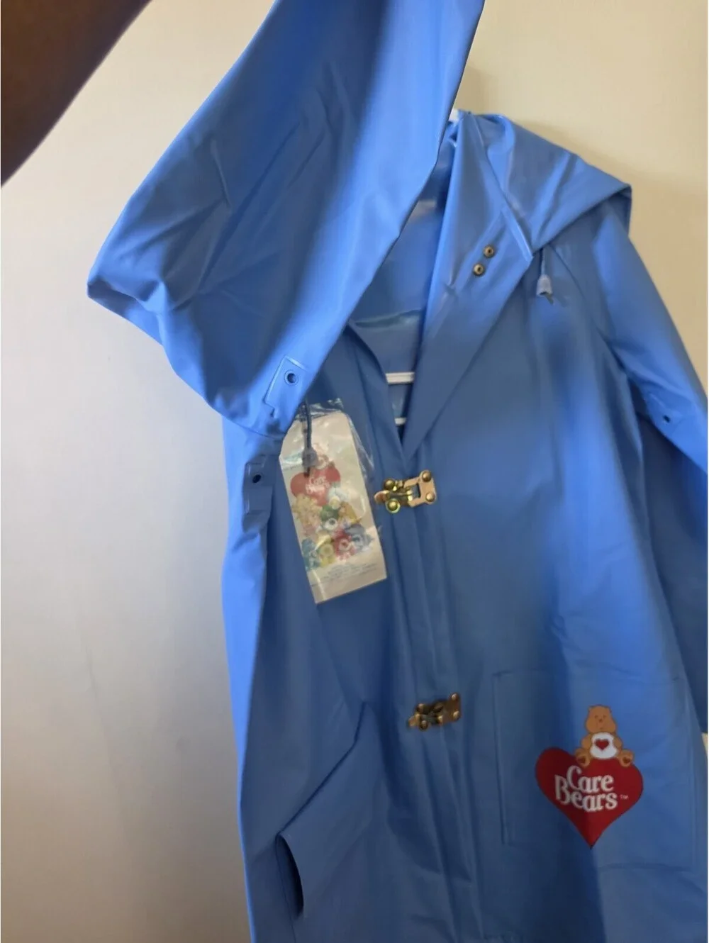 Vintage Care Bears Kids Blue Vinyl Raincoat 6X NWT Made in Taiwan Rare